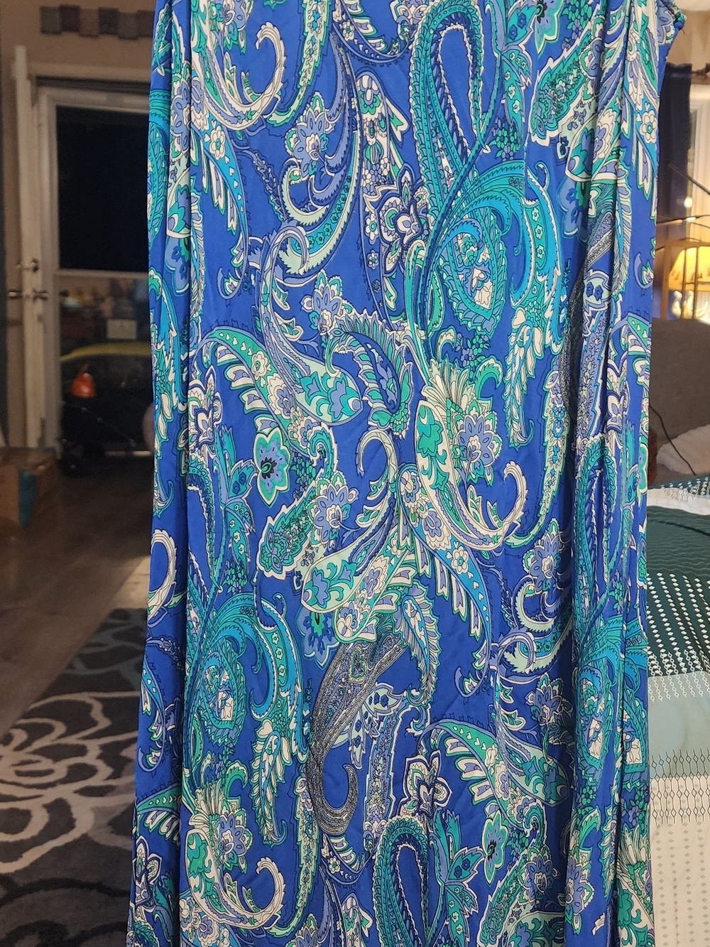 Ralph Lauren Blue and Teal Paisley Maxi Dress Sz 1X